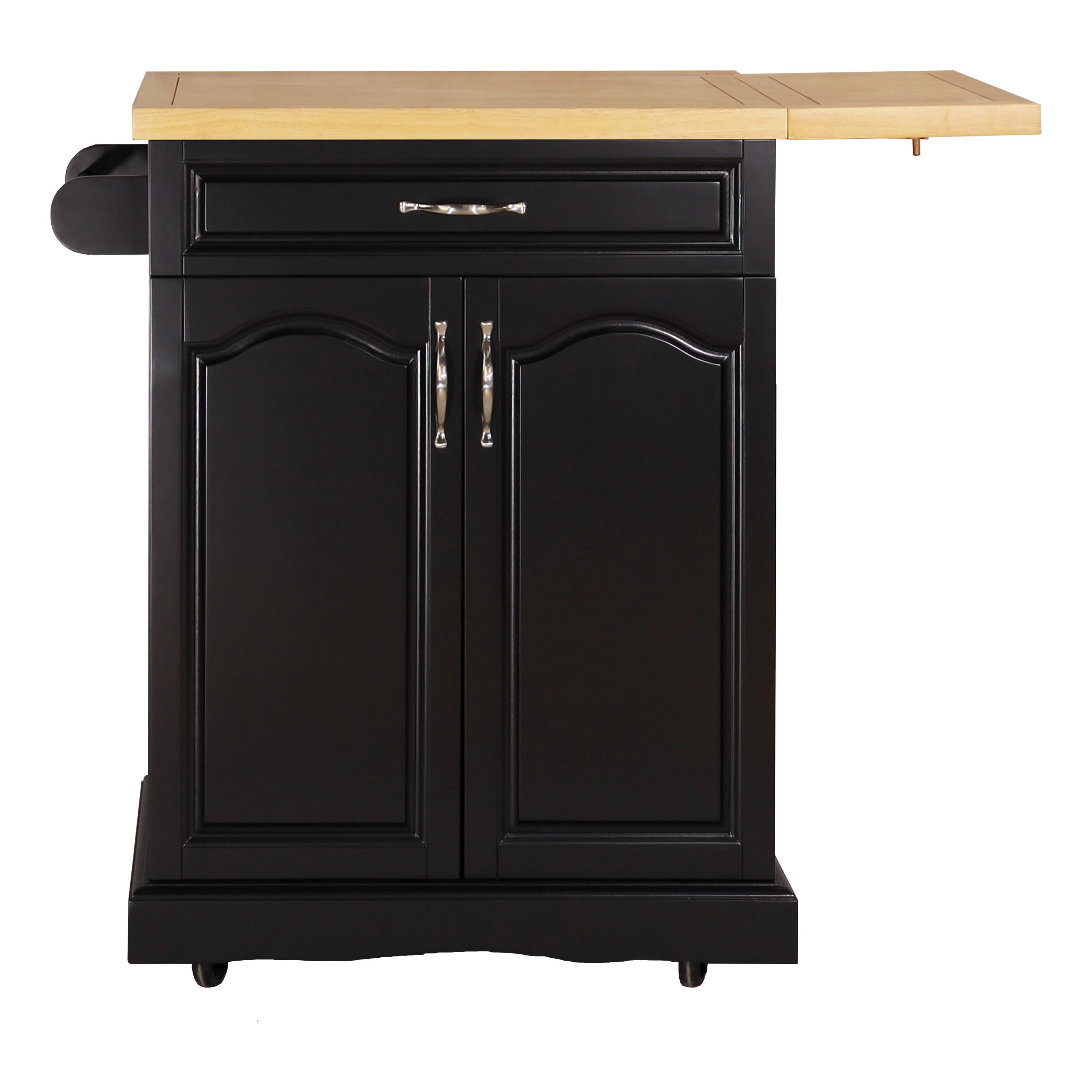 Jacomina 36.125'' Wide Rolling Kitchen Cart with Solid Wood Top, 10in Drop Leaf and Drawer