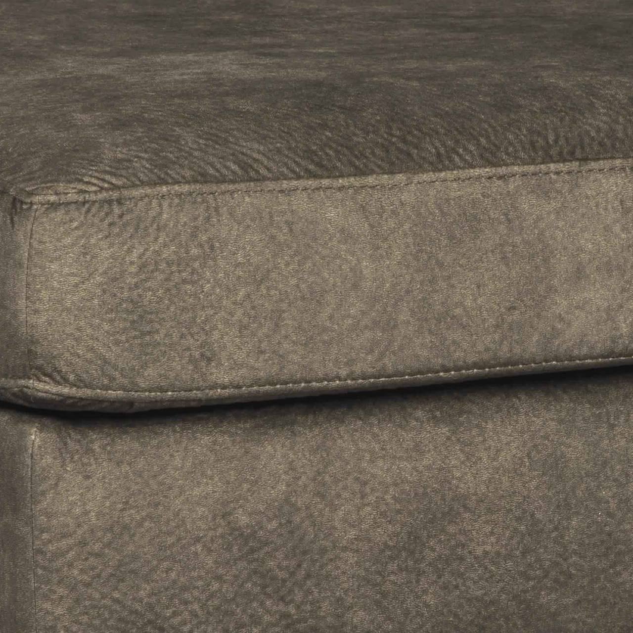 Benzara BM206195 Wooden Ottoman with Welt Trims Details and Block Legs Brown and Black