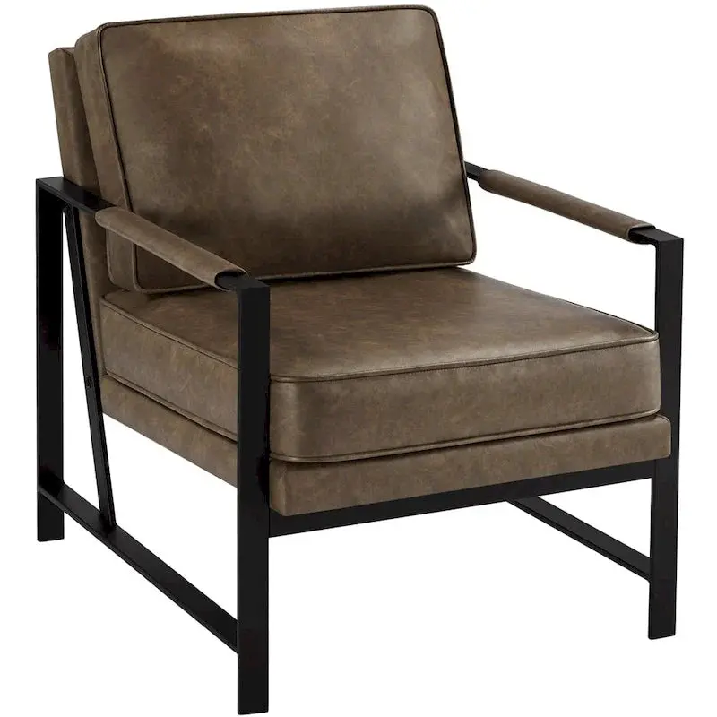 Yaheetech Retro Accent Chair – Faux Leather Lounge Seating with Mid-Century Style