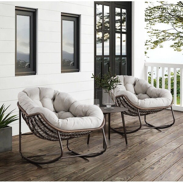Outdoor Rattan Rocking Chair,Padded Cushion Rocker Recliner Chair