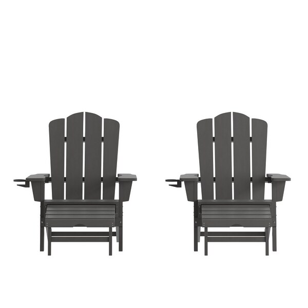 Commercial AllWeather Adirondack Chair with Pullout Ottoman and Cupholder