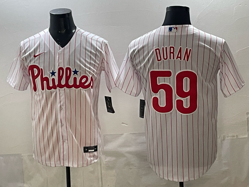 Men's Philadelphia Phillies Jhoan Duran #59 White Home Replica Jersey