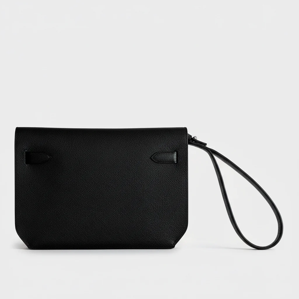 Hermès Kelly Dépêches 25 Noir Epsom Palladium Hardware