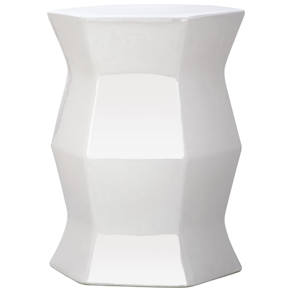 SAFAVIEH Modern White Hexagon Ceramic Decorative Garden Stool