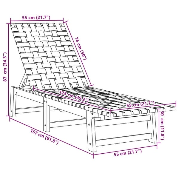 vidaXL Sun Lounger Reclining Patio Furniture Solid Wood Acacia and Fabric