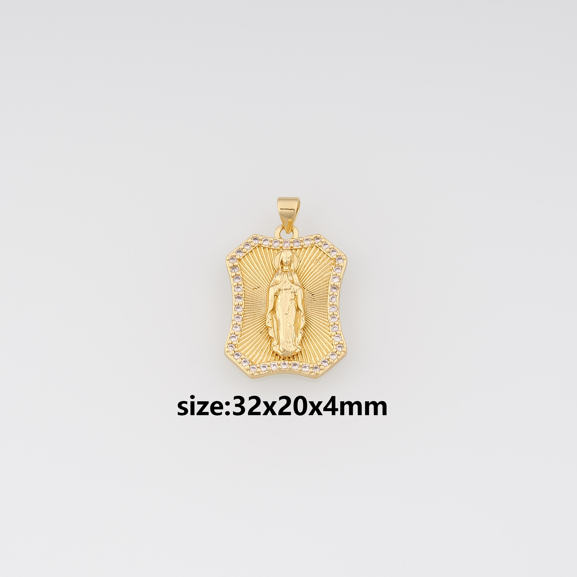 18K Gold Filled Virgin Mary Pendant,CZ Micro Pave Religious Charm Earrings Necklace for DIY Jewelry Making Supply