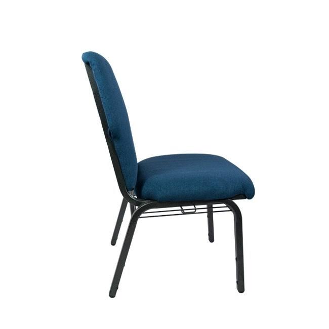 34.5x22 Navy Blue and Black Contemporary Multipurpose Church Chair with Book Rack - 34219262