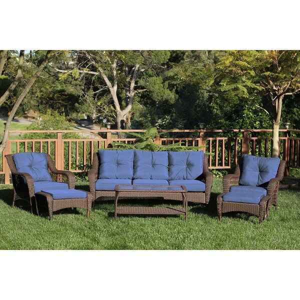 6piece Resin Wicker Patio Furniture Conversation Set with High Back
