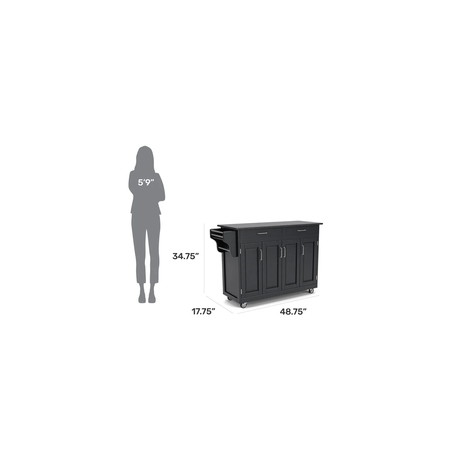 Homestyles Create-a-Cart Wood Rolling Kitchen Cart in Black