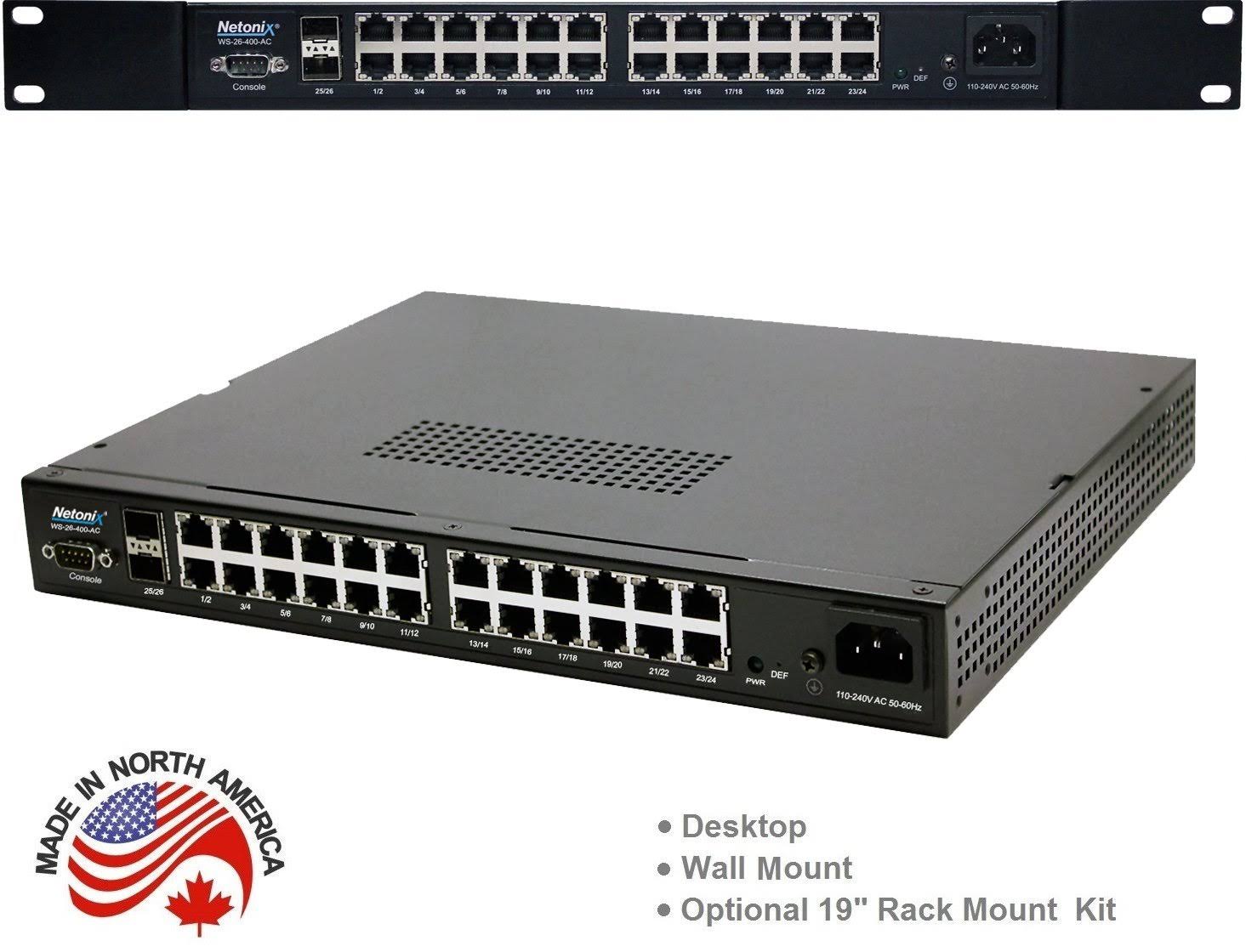 Netonix WS-26-400-AC 24 Port Manged PoE Switch + 2 SFP Uplink Ports