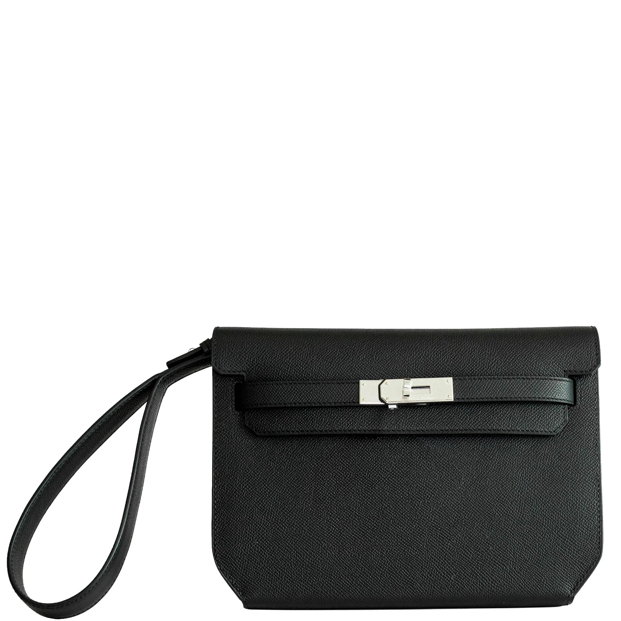 Hermès Kelly Dépêches 25 Noir Epsom Palladium Hardware