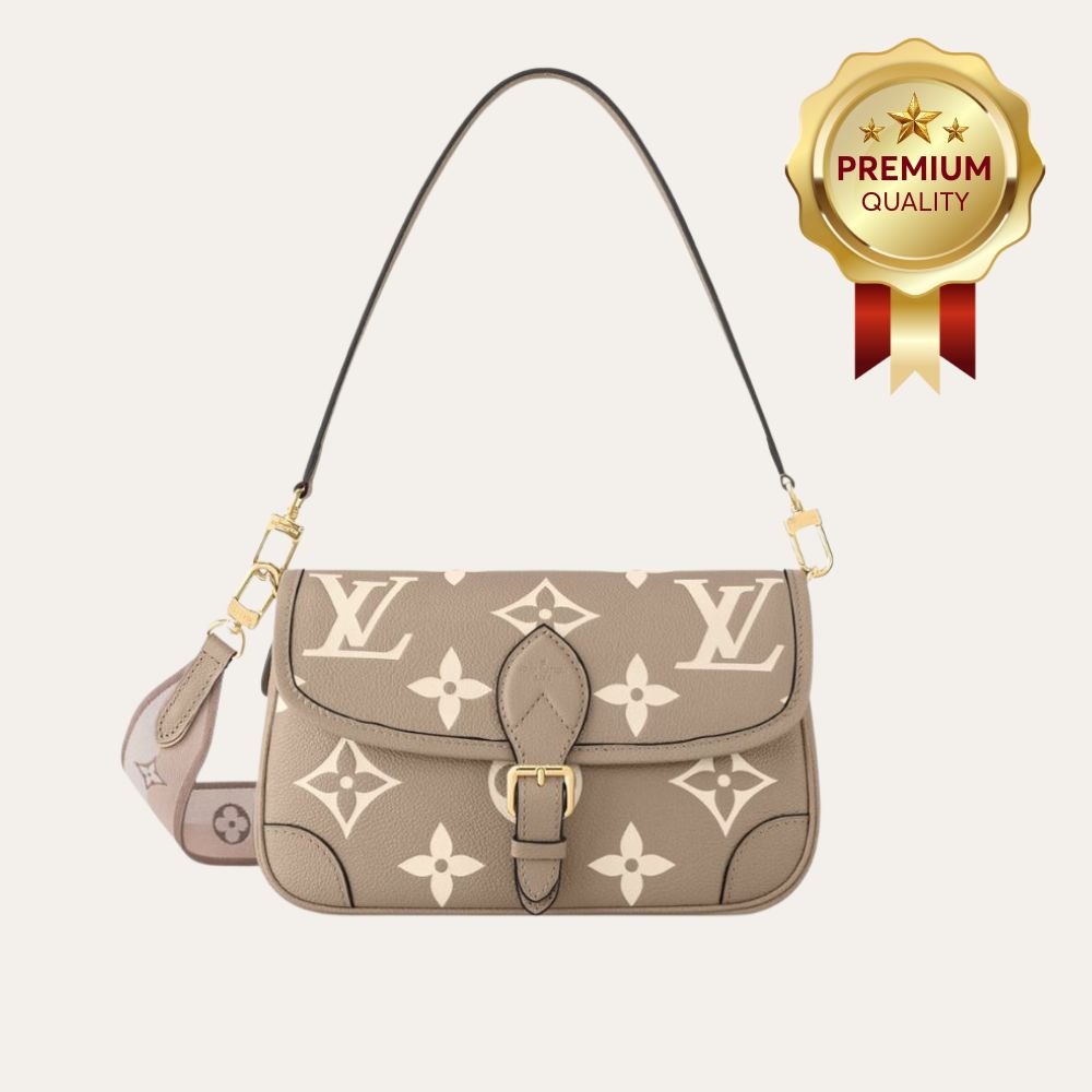 [Premium Quality] – Louis Vuitton Diane Monogram Empreinte Leather Beige 9.4 Inches M46583