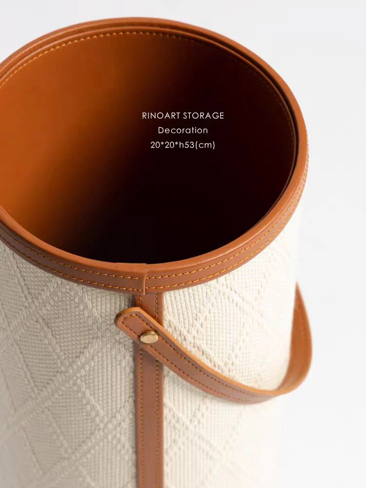 DC279 - Home! First storage barrel Loro Piana antique white pearl embossed leather outer stitched leather umbrella barrel