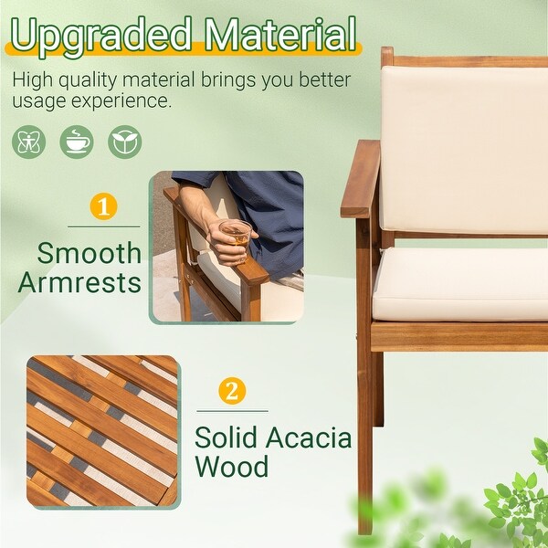 Furniwell Patio Set Acacia Wood Furniture Conversation Seat with Table