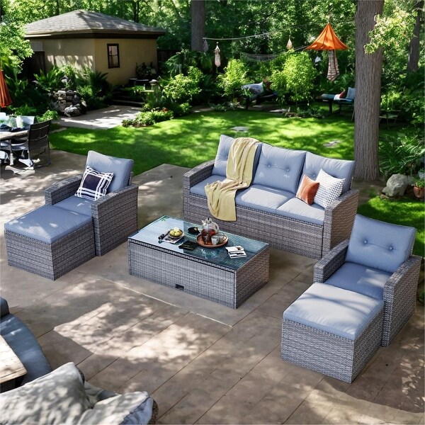 Go 6Piece AllWeather Wicker Pe Rattan Patio Outdoo Sectional Set