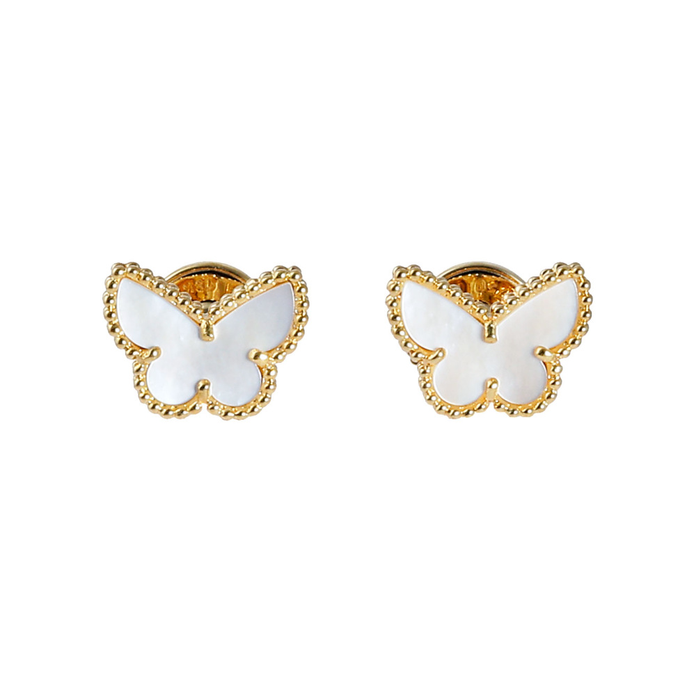 Van Cleef & Arpels Sweet Papillon Earrings 18K Yellow Gold Mother of Pearl VCARN5JM00