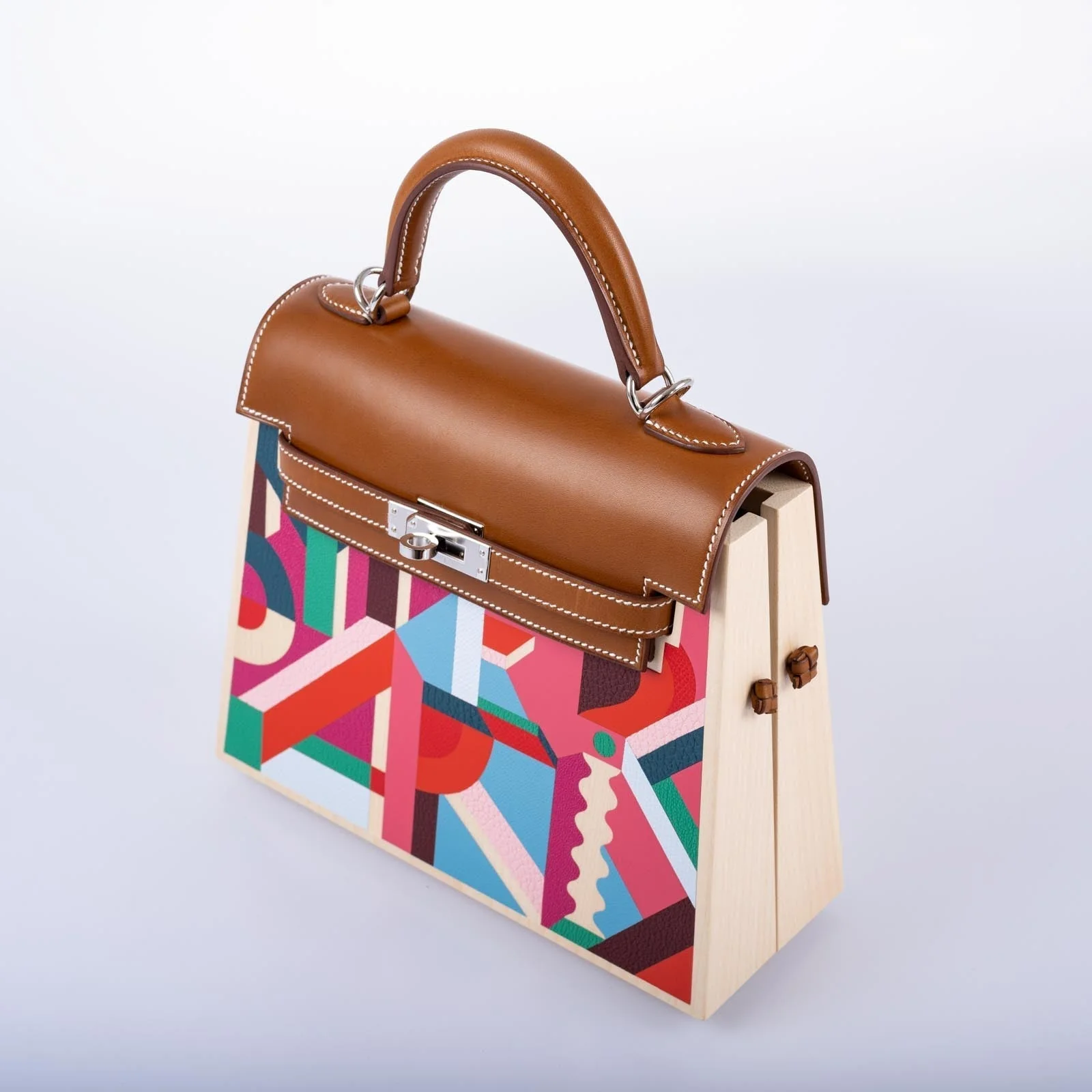 Hermès Kelly Picnic Kellywood Perspective Cavalière Wood Barenia Palladium Hardware