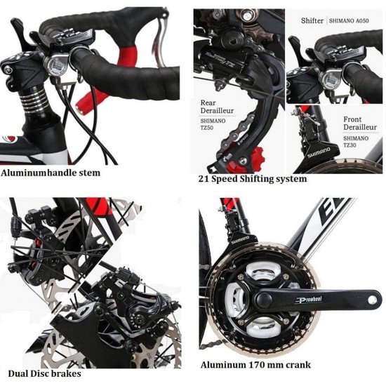 Bikes HYXC550 700C Wheels 21 Speed Shifting Road Bike Dual Disc Brake Road Bicycle