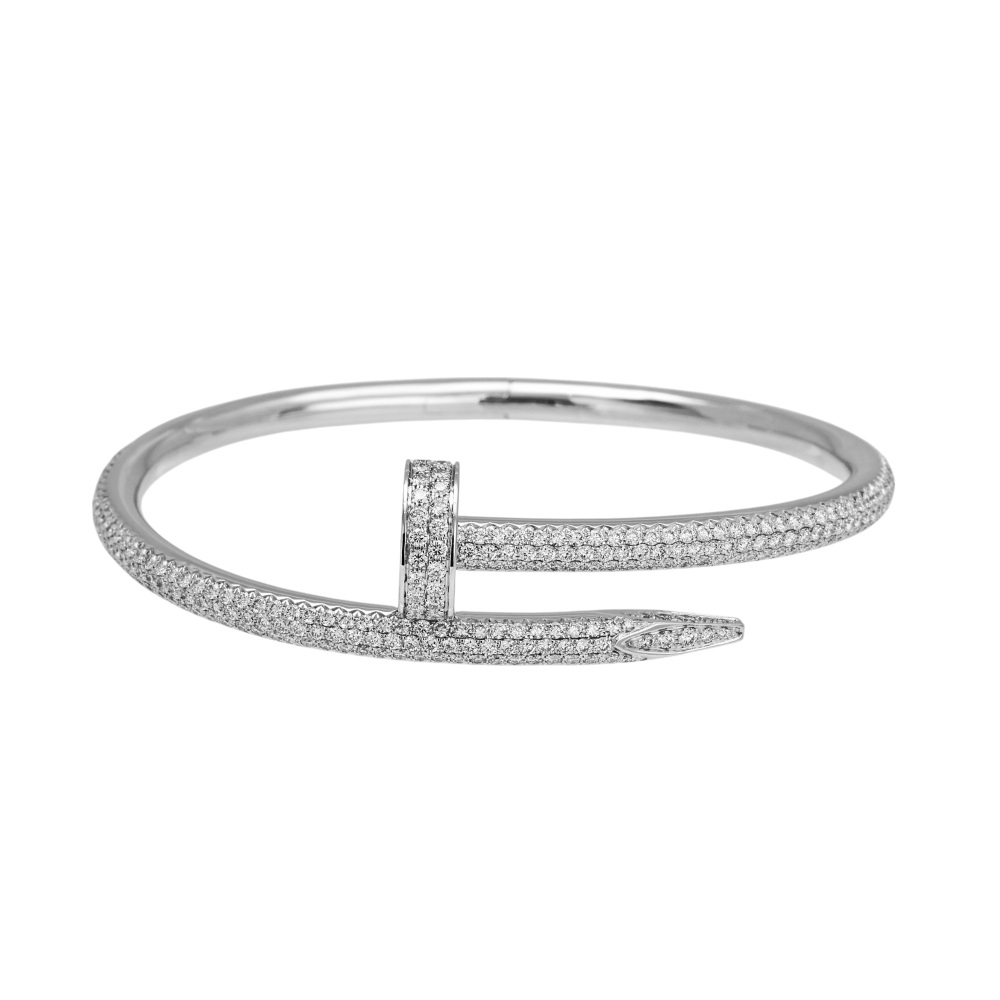 Cartier Juste un Clou Classic Model Diamond Bracelet 18K White Gold N6707300