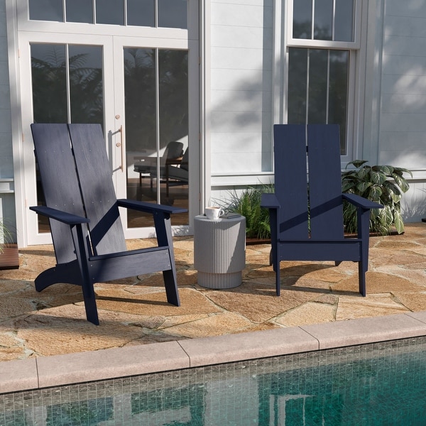 Modern Dual Slat Back Adirondack Style Chairs,Set of 2