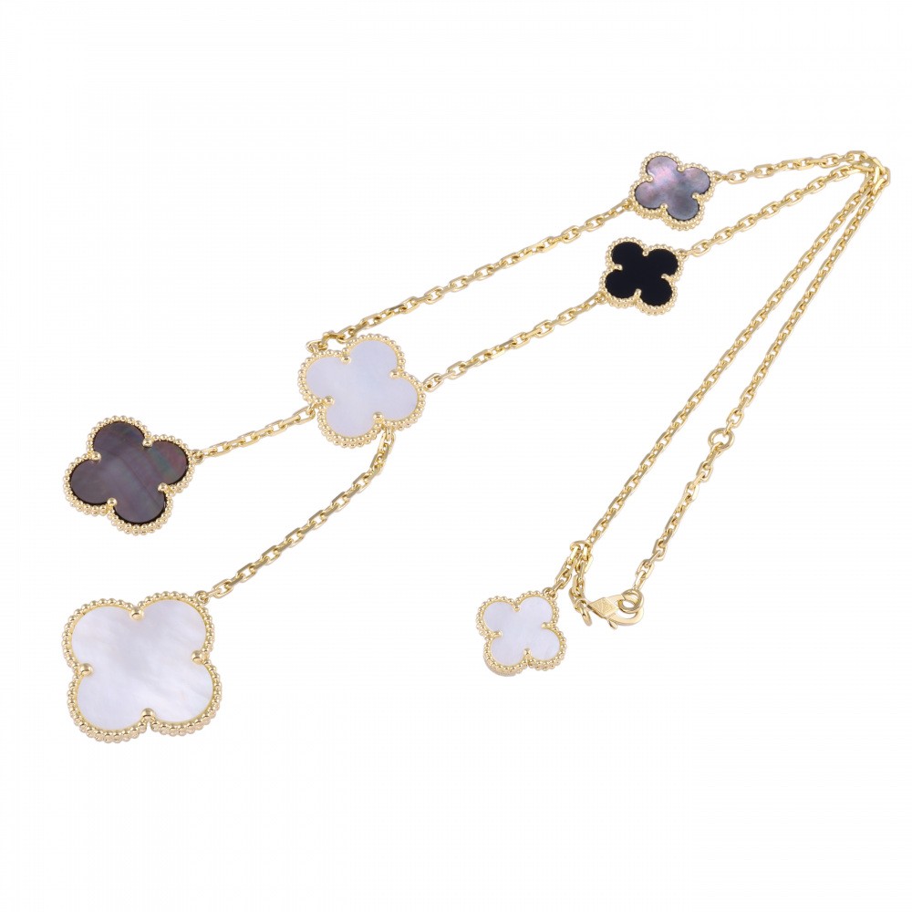 Van Cleef & Arpels Magic Alhambra 6 Motifs Black Shell With Cracks Accessory 18K Yellow Gold VCARD79200