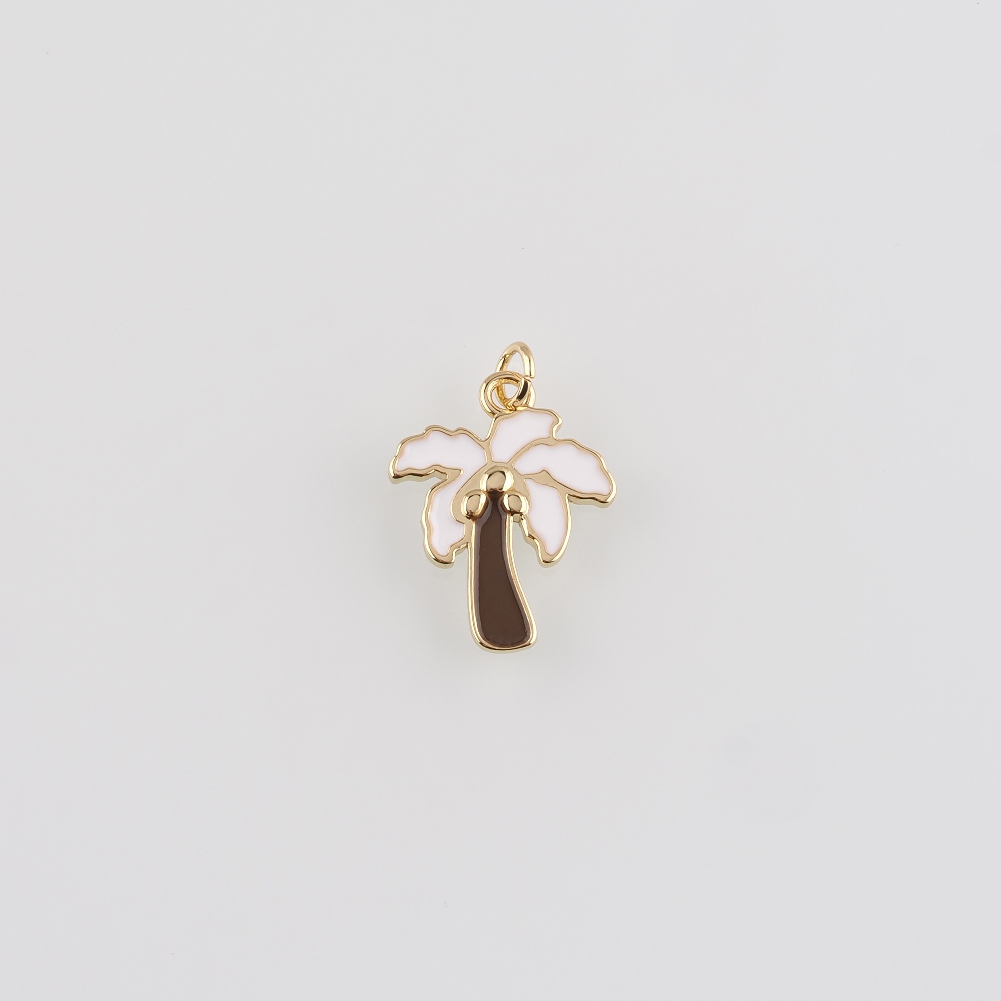 18K Gold Filled Coconut Tree Pendant,Enamel Palm Tree Charm Earrings Necklace for DIY Jewelry Making Supply