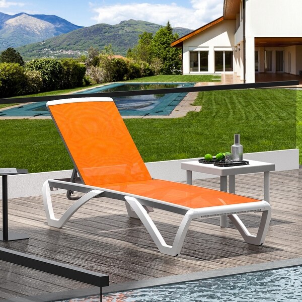 Domi Patio Chaise Lounge,AllWeather Adjustable Recliner with Wheels,Stackable