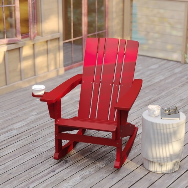 AllWeather Rocking Adirondack Chair with Swiveling Cupholder