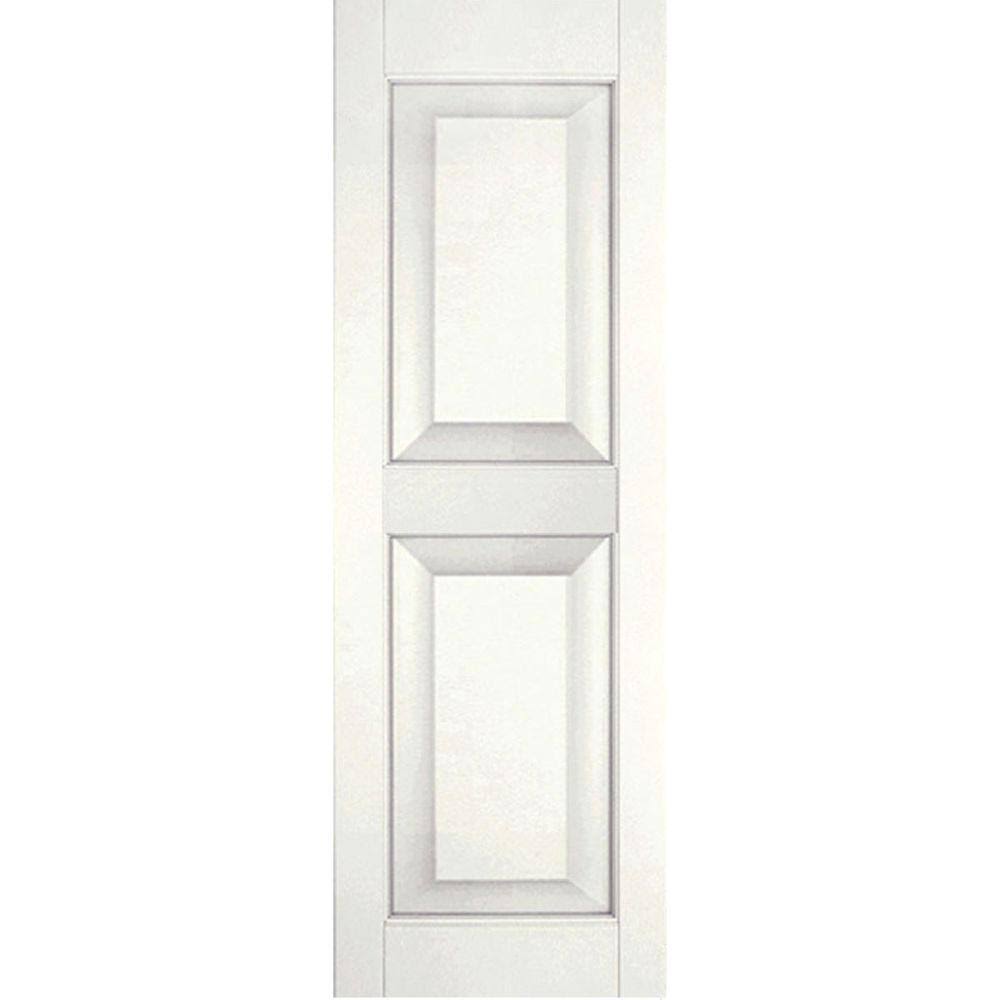 Ekena Millwork 12 in. x 77 in. Exterior Real Wood Western Red Cedar Raised Panel Shutters Pair White