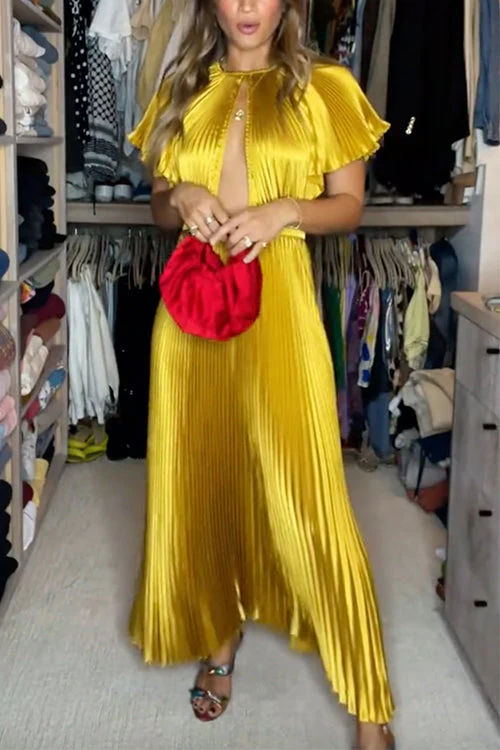 Cut Out Maxi Dress With Flutter SleevesClistos