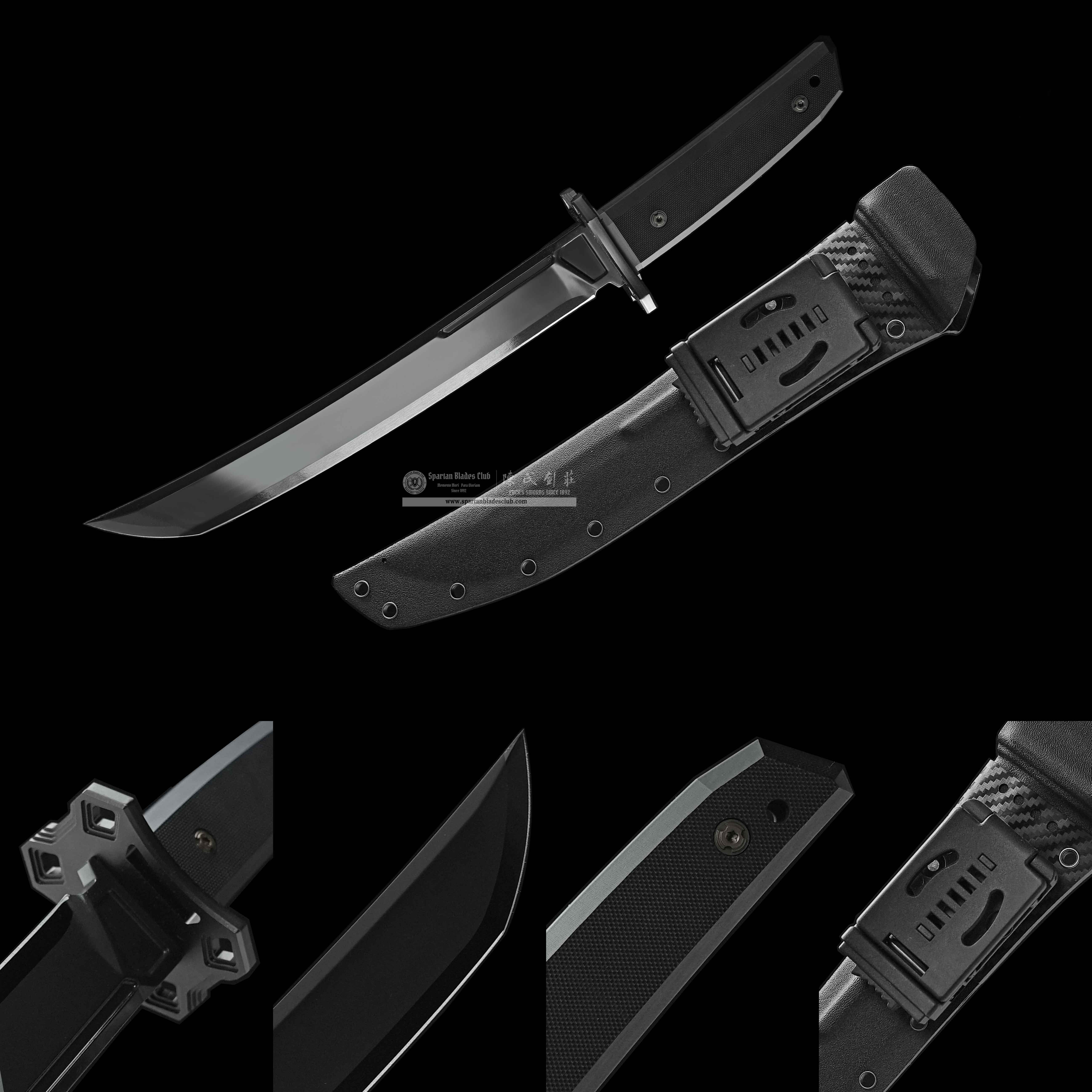 HR03 | Night Hunter | Tactical Sword | DC53 Steel | DLC Two-Tone Gray & Black Coating | Tactical Fixed Blade (Clip Point) | 59–60 HRC | Black | Full Tang | Battle-ready | Spartan Blades Club (陳氏劍莊 CHEN'S SWORDS 1892) - Spartan Blades Club - 陳氏劍莊1892