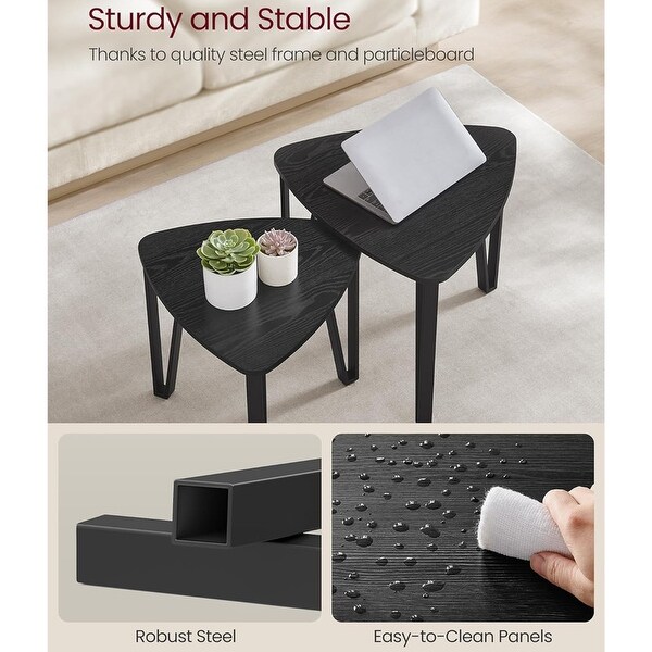 Stacking Side Coffee Tables,Charcoal Gray and Black End Tables