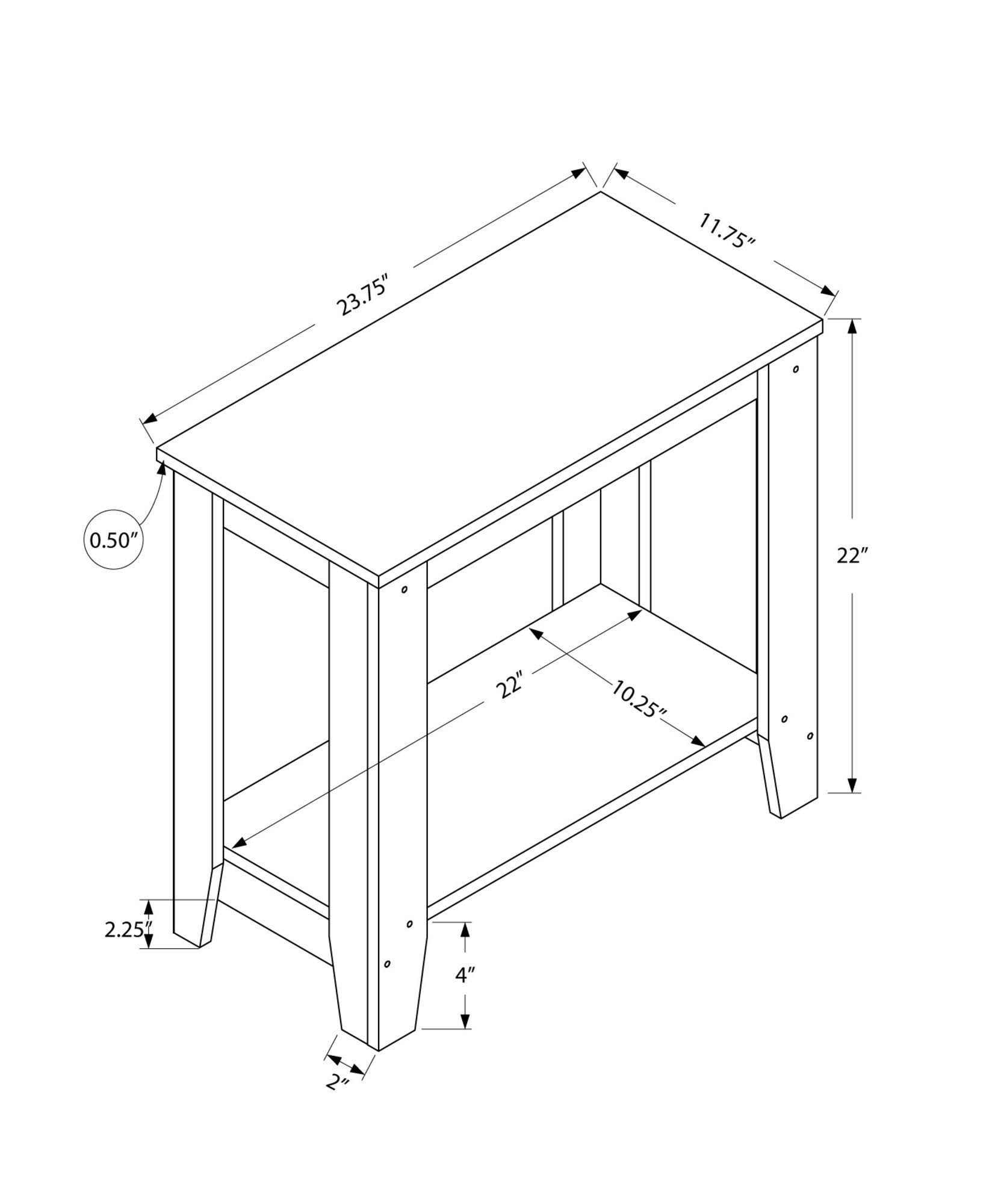 18.5x22 x 12x22 x 25x22 Grey Particle Board Laminate Metal Accent Table