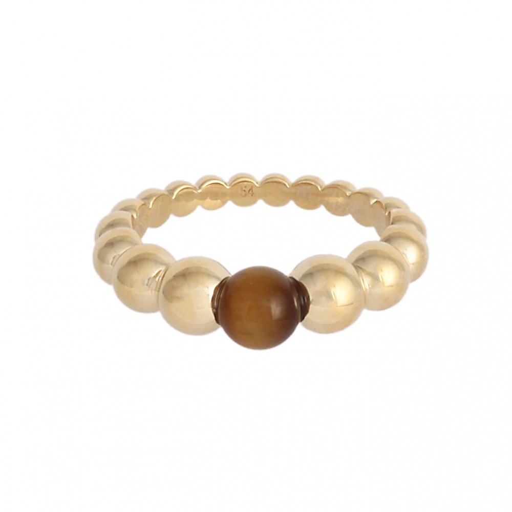 Van Cleef & Arpels Perlekruul Ring 18K Yellow Gold Tiger Eye