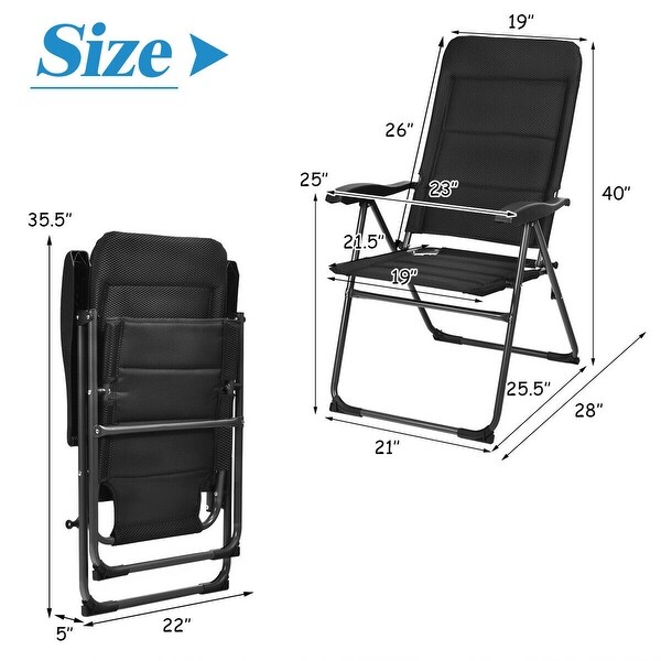 Gymax 2PCS Patio Folding Chairs Back Adjustable Reclining Padded