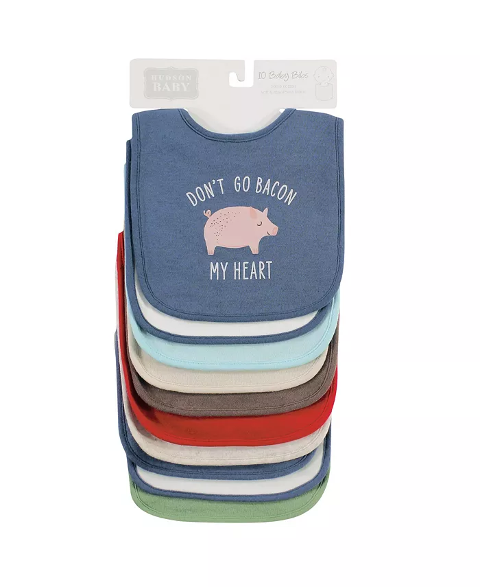 Hudson Baby Infant Boy Cotton Bibs, Bacon My Heart, One Size