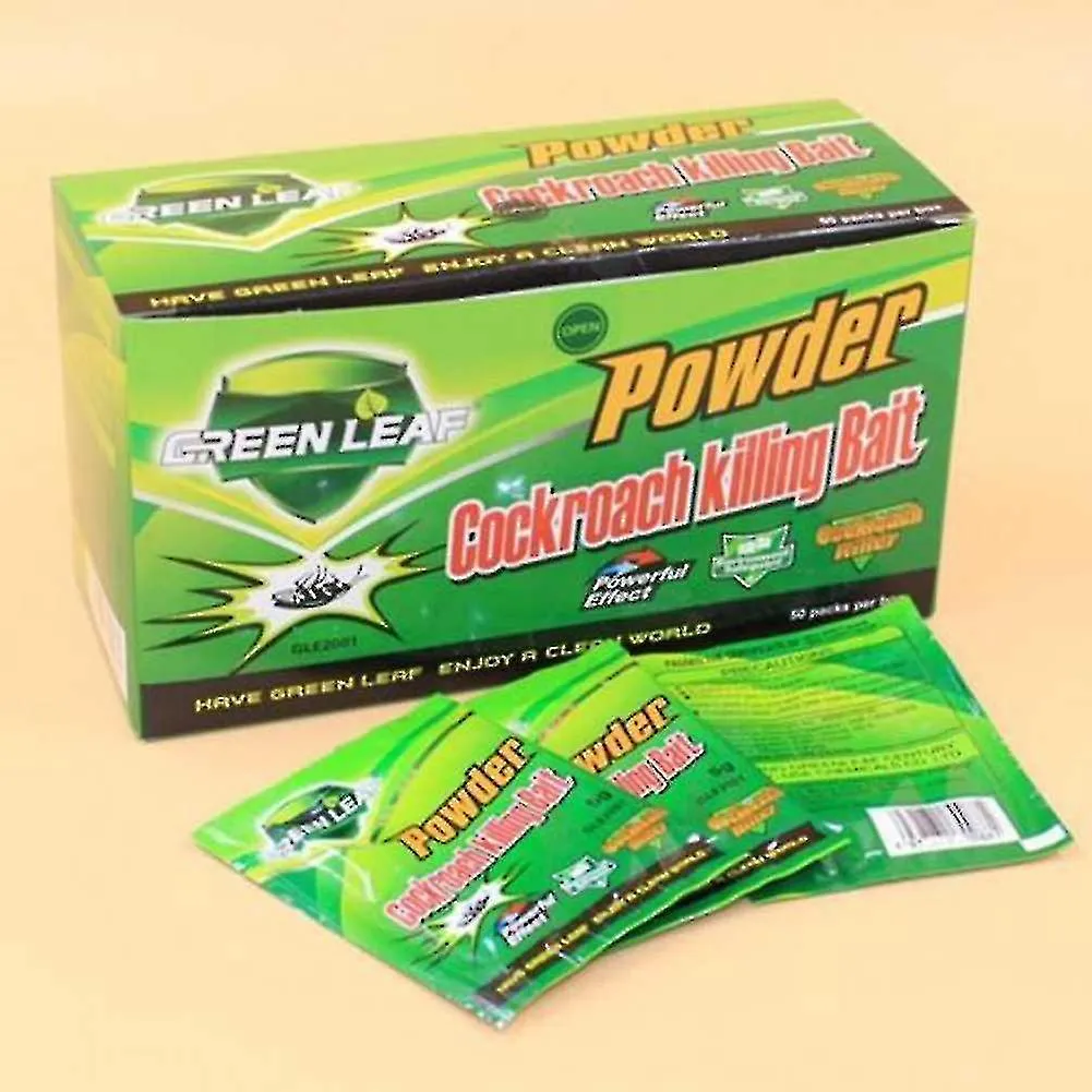 Green Leaf Powder Cockroach Killer Bait Repeller Killing Trap Pest Control - 20-50 Packs