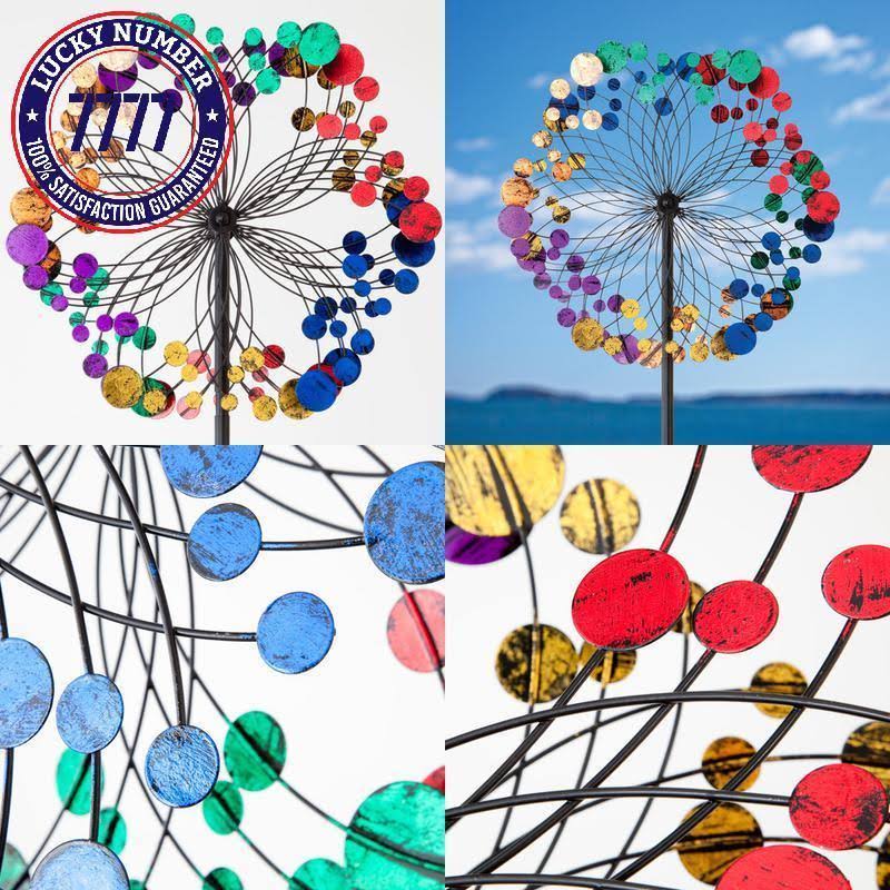 Bits and Pieces - Metallic Kaleidoscope Wind Spinner - Garden Décor - Weather Safe Finish Makes for Great Addition to Your Garde
