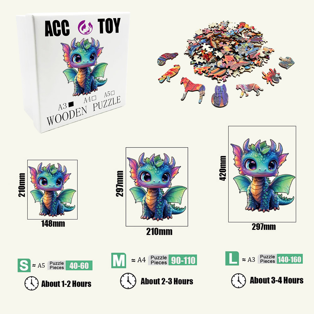 Animal Wooden Puzzle-Lovely dragon
