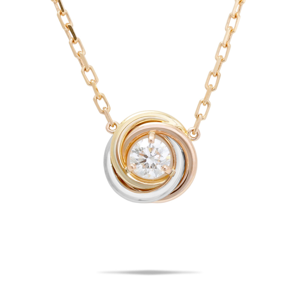Cartier Trinity Brilliant Cut Diamond Necklace Tri-Gold B7224900