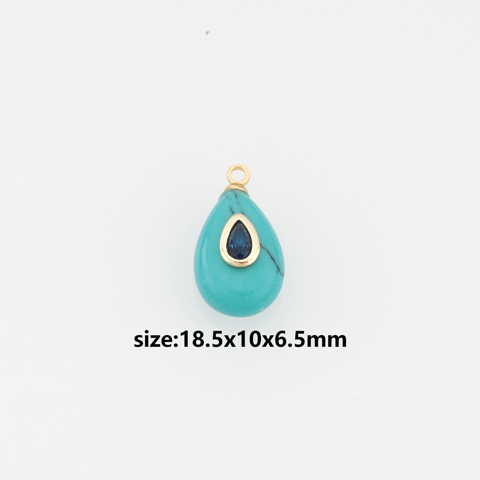 18K Gold Filled Teardrop Pendant,Natural Stone Charm Earrings Necklace for DIY Jewelry Making Supply