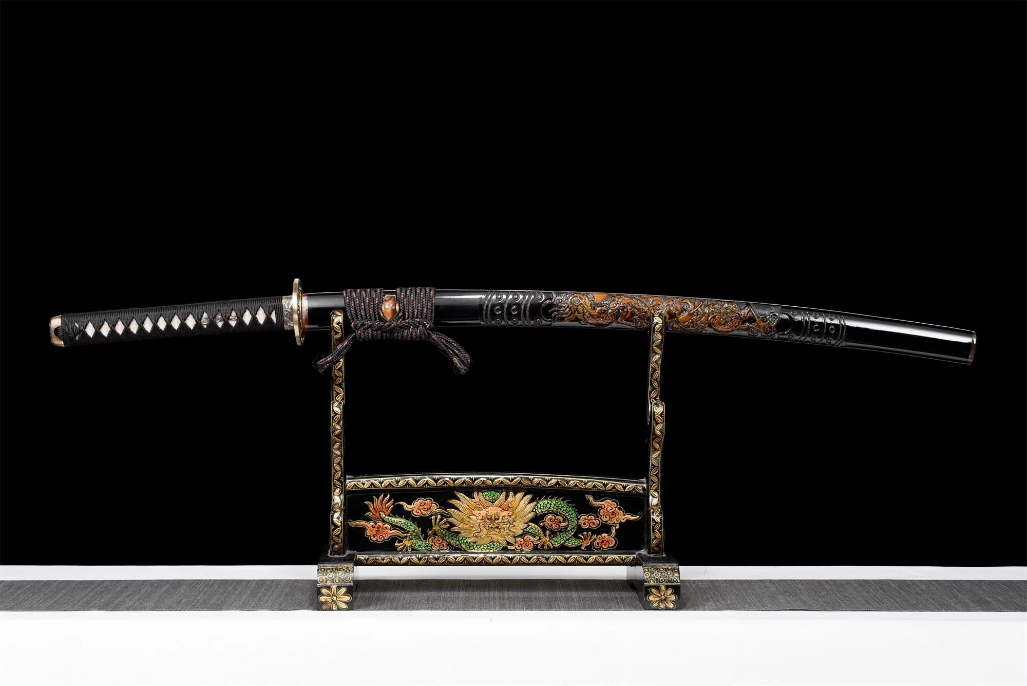 Dragon Carved Katana – T10 Clay Tempered, Full Tang