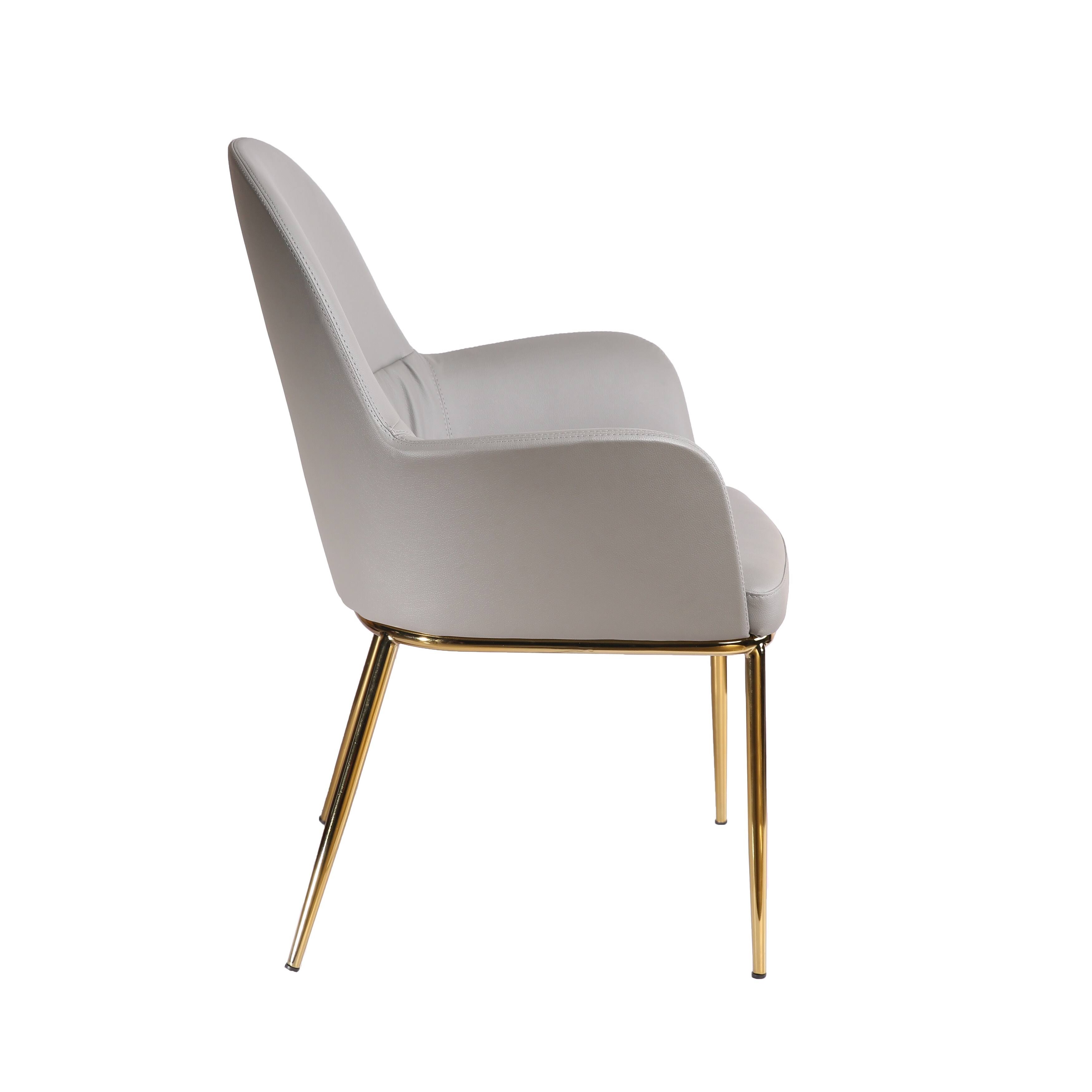 Modrest Blanton Modern Grey Leatherette u0026 Gold Accent Chair