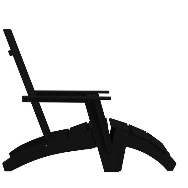 Modern AllWeather Dual Slat Adirondack Style Chair with Footrest