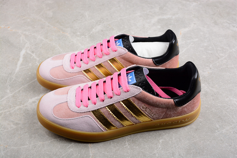 Adidas X Gucci Gazelle Shoes Light Pink/Gold/Core Black 707864