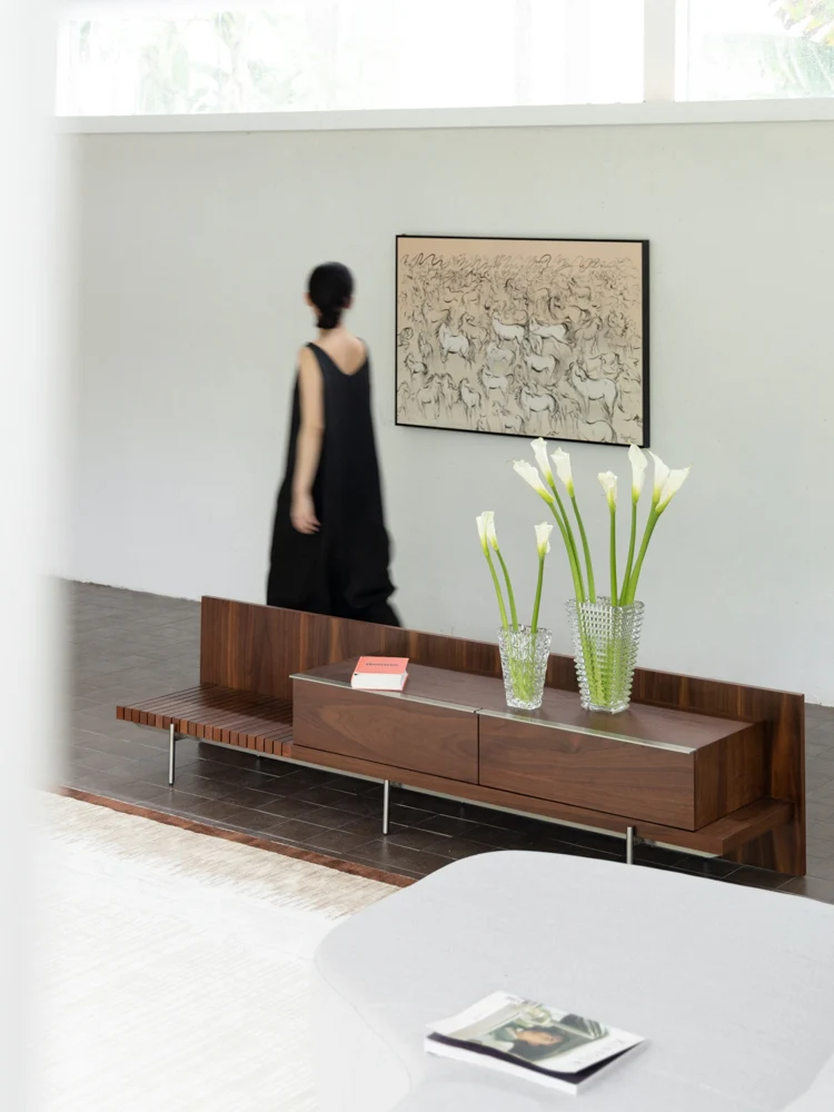 GA032 - Denmark Oak Chevron Side Table / Module Double-layer Storage Shelf Bookshelf Foyer Table Side Table