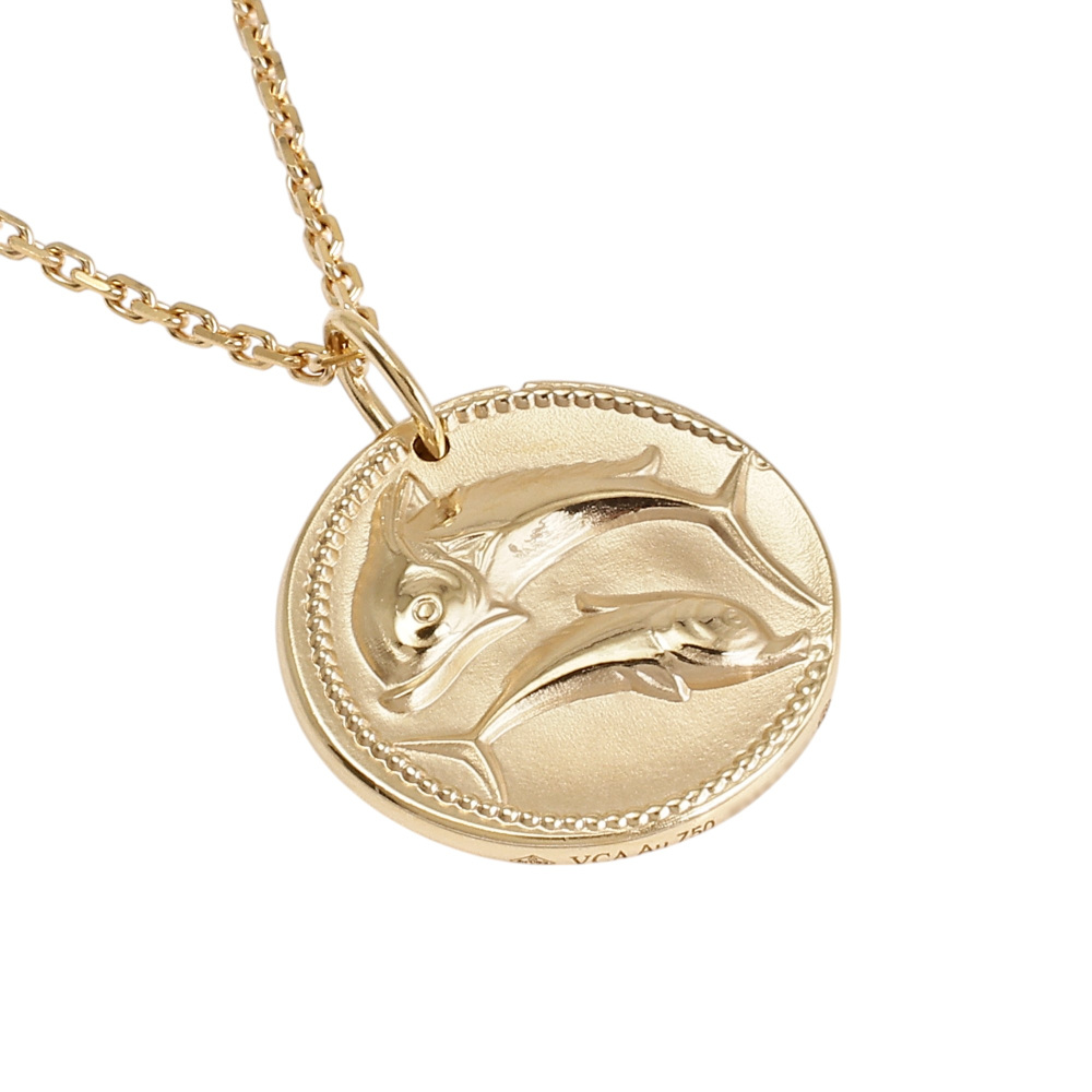 Van Cleef & Arpels Zodiac Medal Pischium (pisces) Necklace 18K Yellow Gold