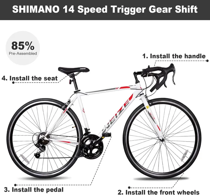 WEIZE 700C Road Bike – 14-Speed Shimano Commuter Bicycle with Drop Bars, Caliper Brakes, Hybrid Steel Frame