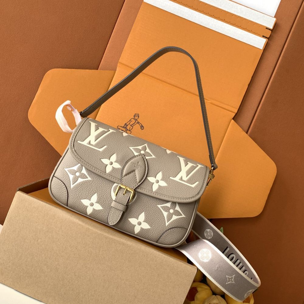 [Premium Quality] – Louis Vuitton Diane Monogram Empreinte Leather Beige 9.4 Inches M46583