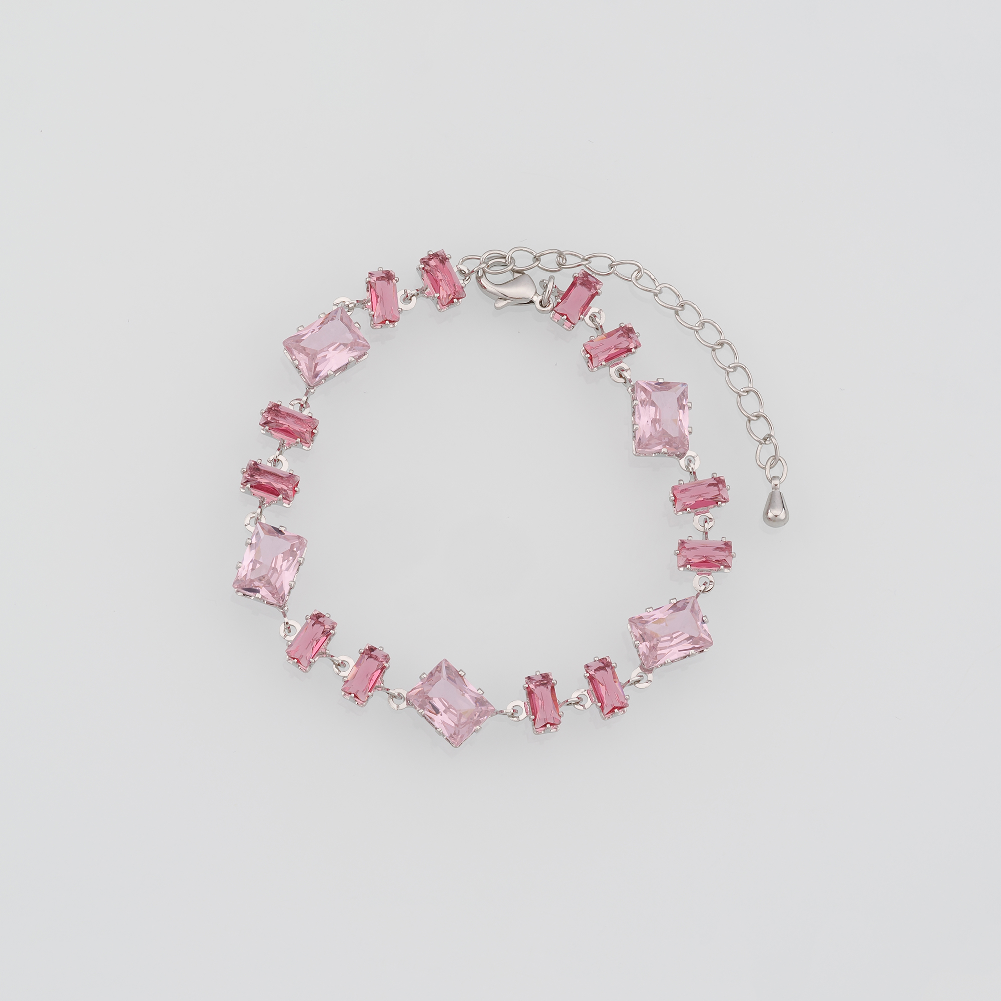 18K Gold Filled Rectangle Bracelet,Zircon Bracelet,Pink Gemstone Bracelet,Adjustable Bracelet,Gift For Her
